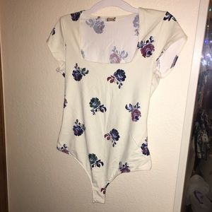 Free People white floral bodysuit